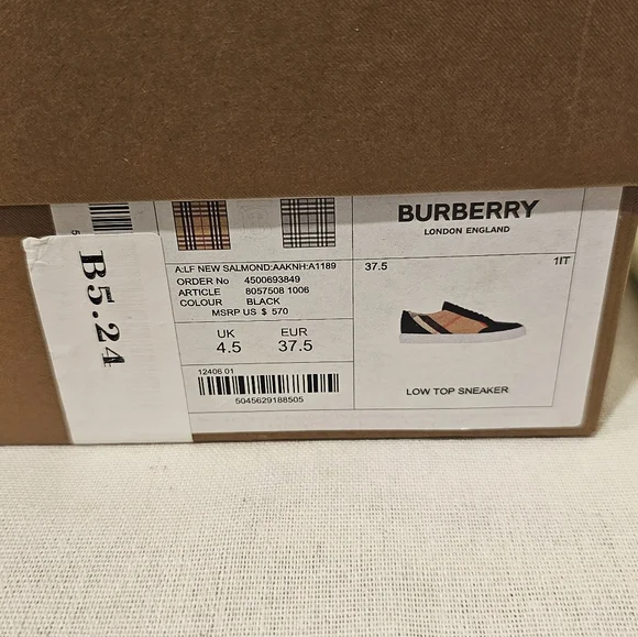 NIB Burberry New Salmond Women's Sneakers # 94703913-- Size 7.5 - Picture 9 of 13